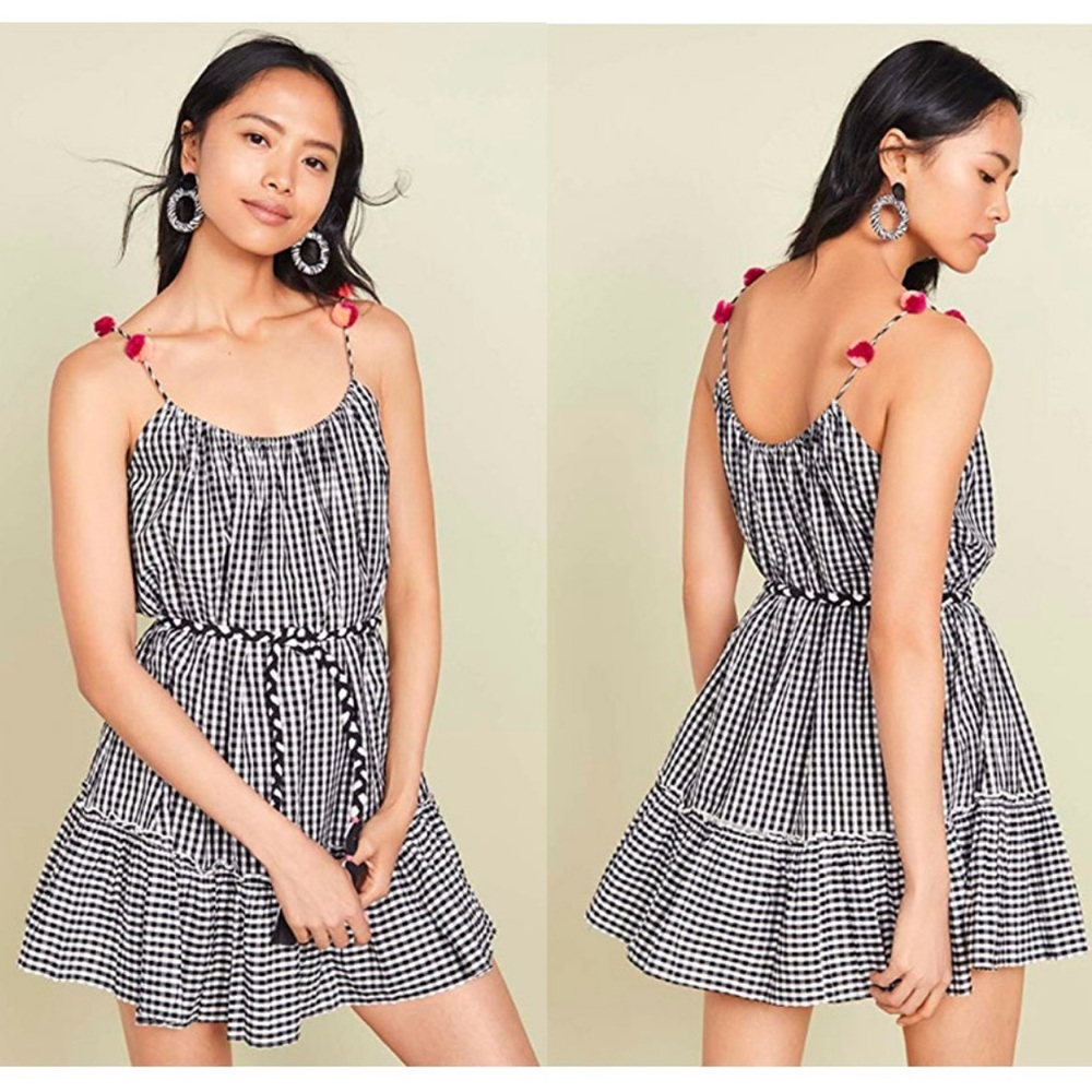 Kos Resort Black and White Gingham Dress with Pink Accents